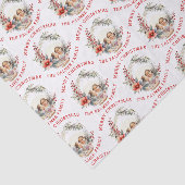 赤い花と写真を持つクリスマスリース 薄葉紙 (詳細)