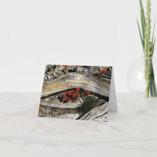 赤い花と古い悔やみや弔慰をありがとう サンキューカード (正面)