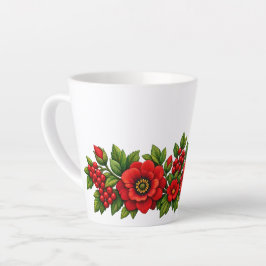 赤い花と実のフェスティブ・エンブroidery ルック カフェラテマグ