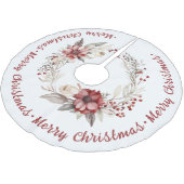 赤い花と果実を持つクリスマスリース ブラッシュドポリエステルツリースカート (アングル)