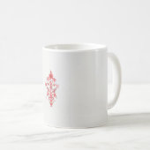 赤い花と白いバ離れーの上のスケッチ コーヒーマグカップ (正面右)