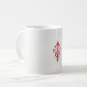 赤い花と白いバ離れーの上のスケッチ コーヒーマグカップ (正面左)