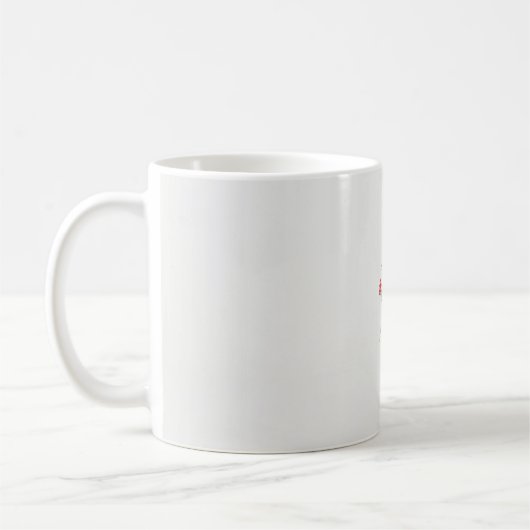 赤い花と白いバ離れーの上のスケッチ コーヒーマグカップ (左)