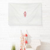 赤い花と白いバ離れーの上のスケッチ 横断幕 (インサイチュ)