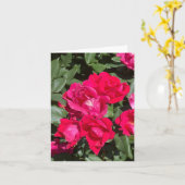 赤い花と緑の葉写真 カード (黄色い花)