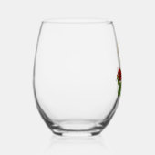 赤い花と緑の葉名前をカスタムする ステムなしワイングラス (右)