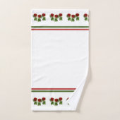 赤い花と緑の葉名前をカスタムする バスタオルセット (ハンドタオル)