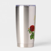 赤い花と緑の葉名前をカスタムする 保温保冷タンブラー (正面)