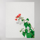 赤い花と緑の離れ花ミニマリスト ポスター (正面)