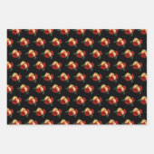 赤い花と緑 ラッピングペーパーシート (正面3)