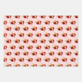 赤い花と緑 ラッピングペーパーシート (正面2)