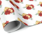 赤い花と緑 ラッピングペーパー (ロールコーナー)