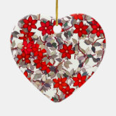 赤い花と銀の灰色葉の花 セラミックオーナメント (裏面)