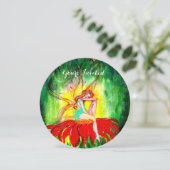 赤い花にうっとり夢見る妖精 赤 緑 黄色 招待状 (スタンド正面)