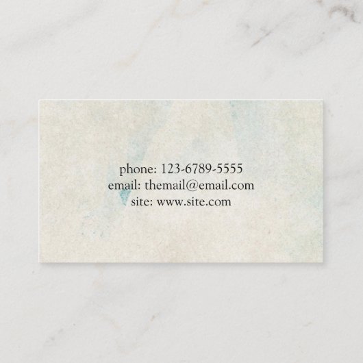 赤い花に咲くロマンチックな青い蝶々 名刺 (裏面)