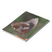 赤い花に白と茶色の蝶 ノートパッド (回転)