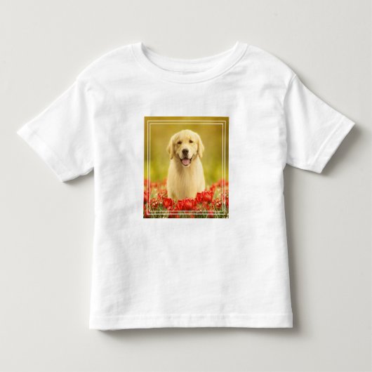 赤い花に金の引退役者 トドラーTシャツ (正面)