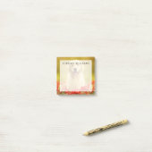 赤い花に金の引退役者 ポストイット (デスク上)