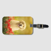 赤い花に金の引退役者 ラゲッジタグ (正面横)