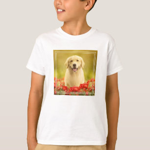 赤い花に金の引退役者 Tシャツ