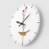 赤い花に頭巾を被ったオウダボンの鶯の鳥 ラージ壁時計 (傾斜)