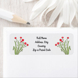 赤い花のアクセント ラベル