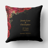 赤い花のウェディングアニバーサリー・スロー・ピロー クッション (裏面)
