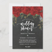 赤い花のウェディングシャワーの招待 招待状 (正面)