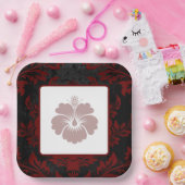 赤い花のウェディングペーパープレート ペーパープレート (パーティー)