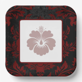 赤い花のウェディングペーパープレート ペーパープレート