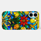 赤い花のエレガントなステンドグラスアート Case-Mate iPhoneケース (裏面 (横))