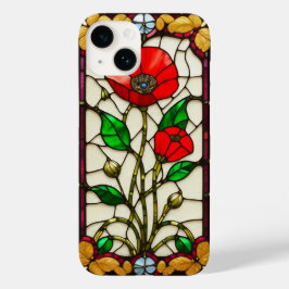 赤い花のエレガントなステンドグラスアート Case-Mate iPhone 14ケース