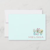 赤い花のカートに合うメイソンジャー サンキューカード (裏面)