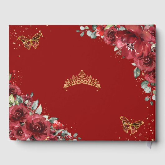 赤い花のキンセアニエラ スイート16 ゴールドの蝶 ゲストブック (裏面)