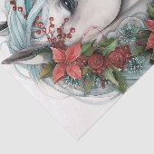 赤い花のクリスマスと美しい白い馬 薄葉紙 (詳細)