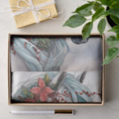 赤い花のクリスマスと美しい白い馬 薄葉紙 (ギフト)