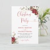赤い花のクリスマス結婚式招待状 招待状 (スタンド正面)