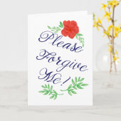 赤い花のグリーティングカードをお許し空白の下さい カード (黄色い花)