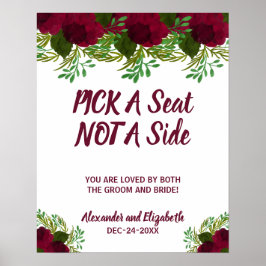 赤い花のグリーン 席を選んで サイドを選ばない結婚式 ポスター