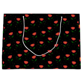 赤い花のケシのギフトバッグ ラージペーパーバッグ