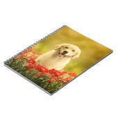 赤い花のゴールデンリタイバー ノートブック (左側)