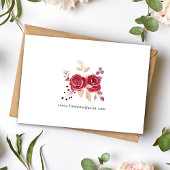 赤い花のゴールドフレーム結婚式感謝カード 招待状