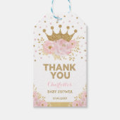 赤い花のゴールドプリンセスクラウンシャワー誕生日 ギフトタグ (正面)