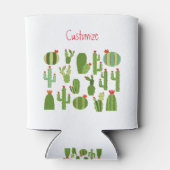 赤い花のサボテンの植物Thunder_Cove 缶クーラー (裏面)