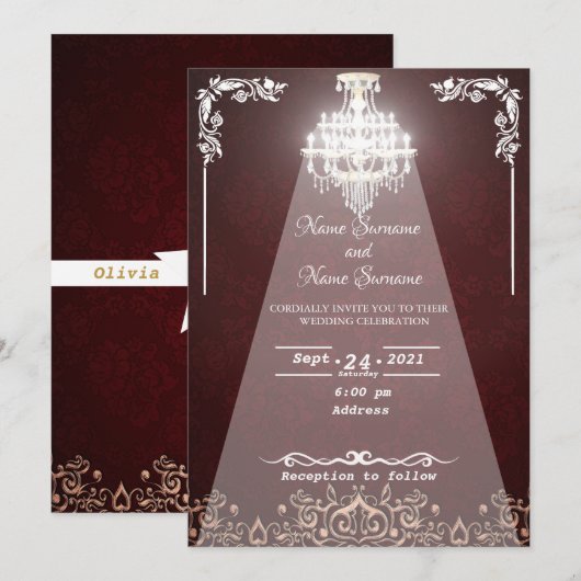 赤い花のシャンデリア 招待状 (正面/裏面)