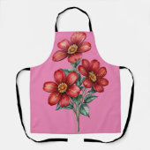 赤い花のスケッチエプロン エプロン (正面)