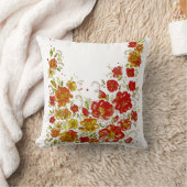 赤い花のデザイン クッション (ブランケット)