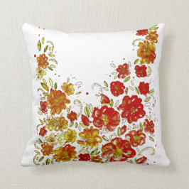 赤い花のデザイン クッション