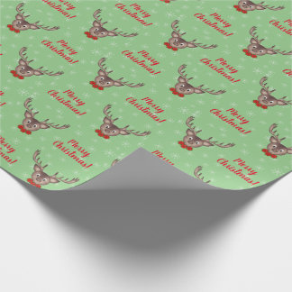 赤い花のトナカイカスタムは ラッピングペーパー