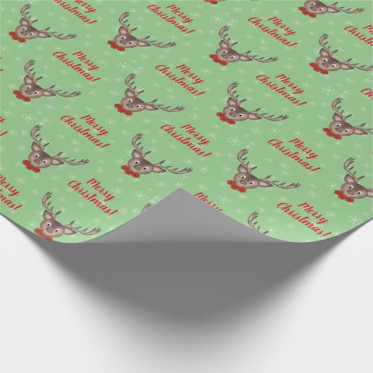 赤い花のトナカイカスタムは ラッピングペーパー (角)